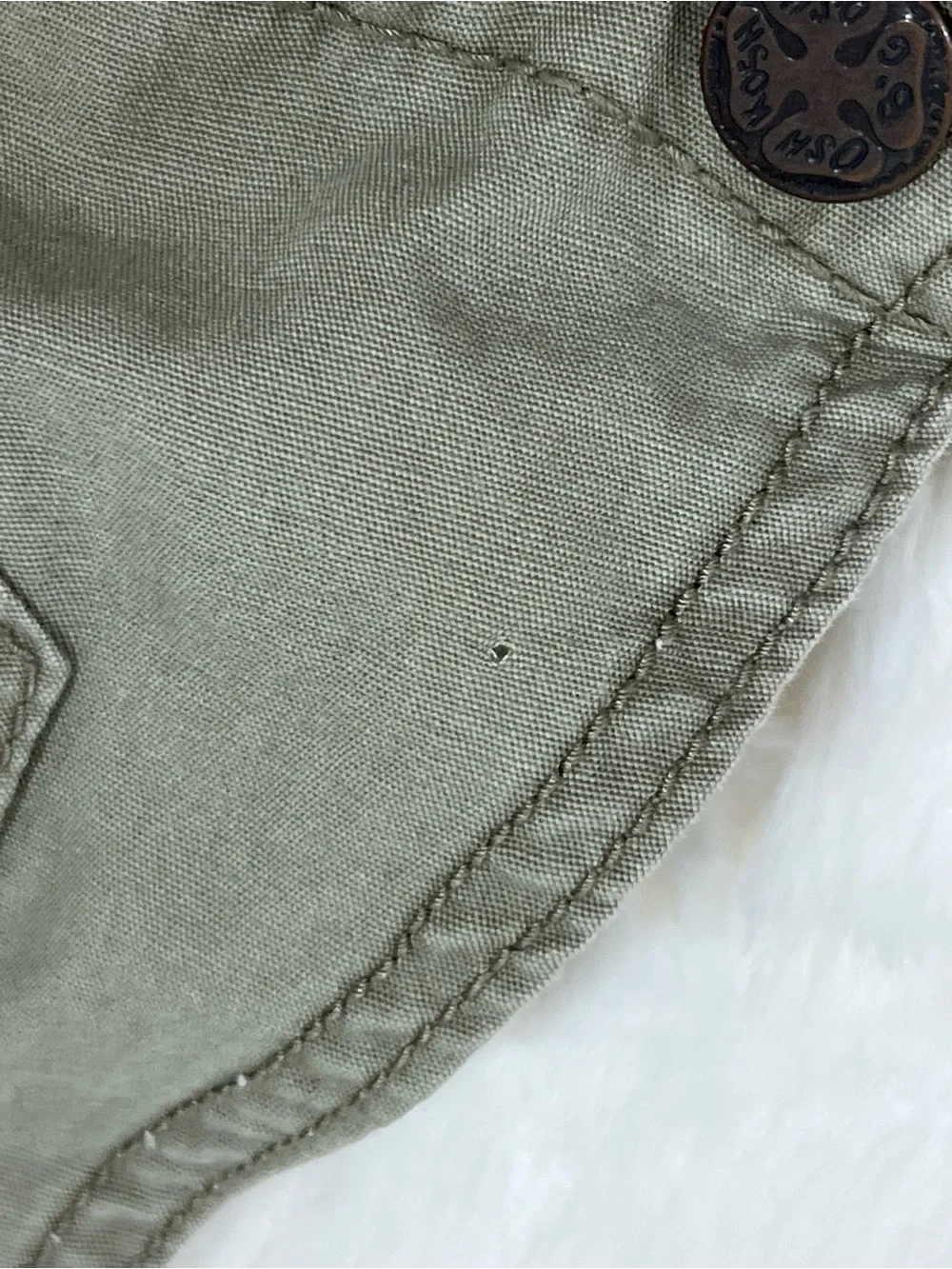 OshKosh B'gosh Olive Green Overalls with White Trim